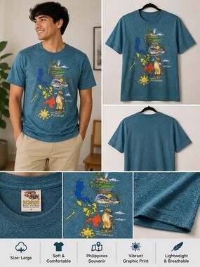 Men's Philippines Map Graphic Tee - Teal